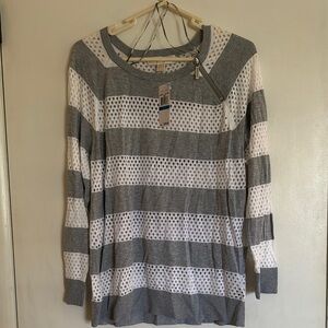 Michael Kors Gray and White Striped Sweatshirt NWT